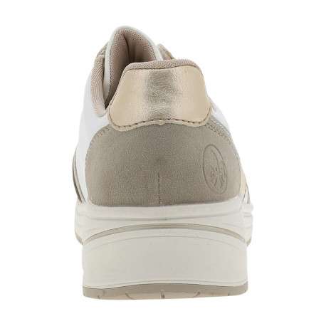 Sneakers en cuir blanches et dorées à talon compensé avec des lacets - Image 6