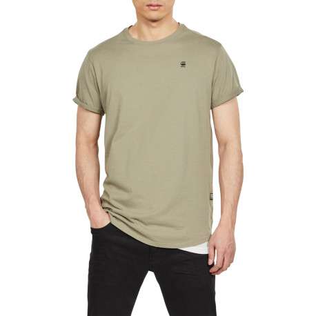 T-shirt en coton biologique kaki à coupe droite pourvu de manches courtes