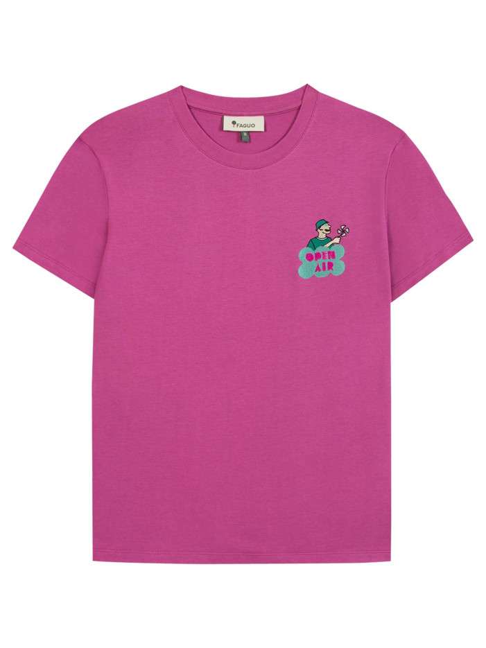 T-shirt en coton fuchsia...