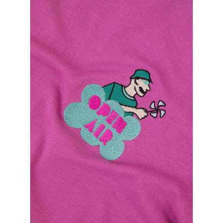 T-shirt en coton fuchsia uni avec une coupe droite et un col rond - Image 2