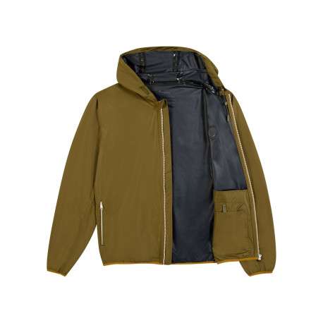 Veste imperméable kaki unie avec une coupe droite et un col à capuche - Image 2