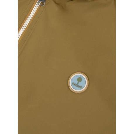 Veste imperméable kaki unie avec une coupe droite et un col à capuche - Image 3