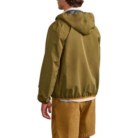 Veste imperméable kaki unie avec une coupe droite et un col à capuche - Image 5