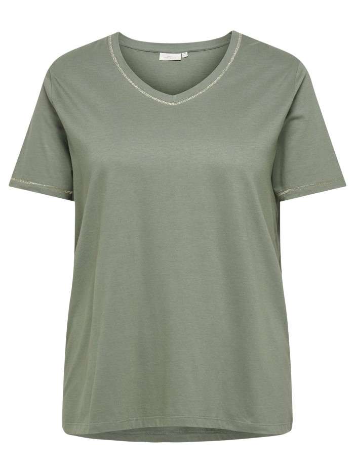 T-shirt kaki uni avec une...