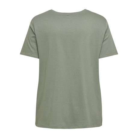 T-shirt kaki uni avec une coupe ajustée un col v et des manches courtes - Image 2