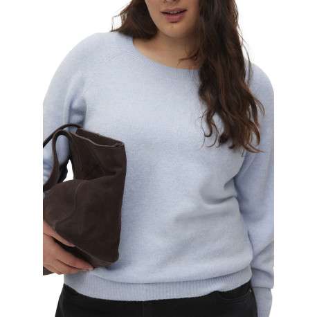 Pull bleu uni avec une coupe droite et des manches longues - Image 2