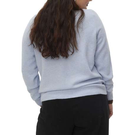 Pull bleu uni avec une coupe droite et des manches longues - Image 3
