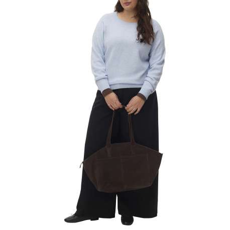 Pull bleu uni avec une coupe droite et des manches longues - Image 5