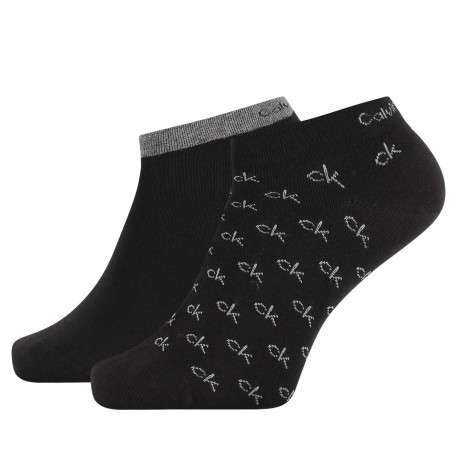 Lot de 2 paires de chaussettes basses noires avec imprimé de la marque - Image 2