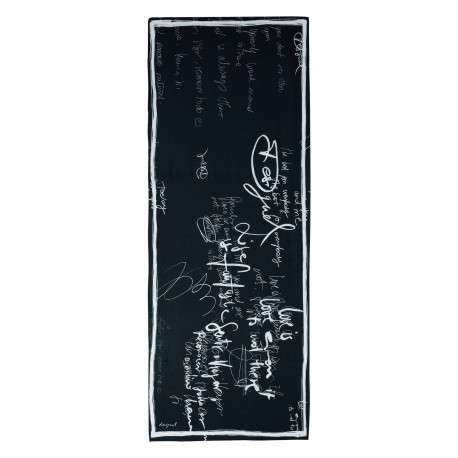 Foulard noir avec des imprimés blancs et un revêtement en maille tressée