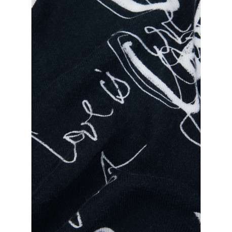 Foulard noir avec des imprimés blancs et un revêtement en maille tressée - Image 2
