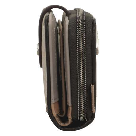 Portefeuille écru imprimé avec une fermeture à rabat pression et zippée - Image 4