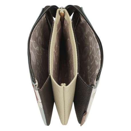 Porte-monnaie écru imprimé avec trois compartiments intérieurs - Image 8