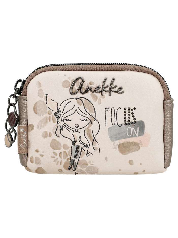 Porte-monnaie beige imprimé...