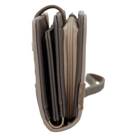 Portefeuille beige imprimé avec une fermeture zippée et un bouton-pression - Image 4
