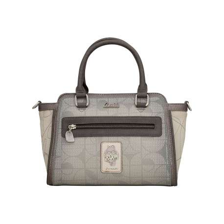 Sac porté main écru imprimé avec des anses et une bandoulière amovible - Image 4