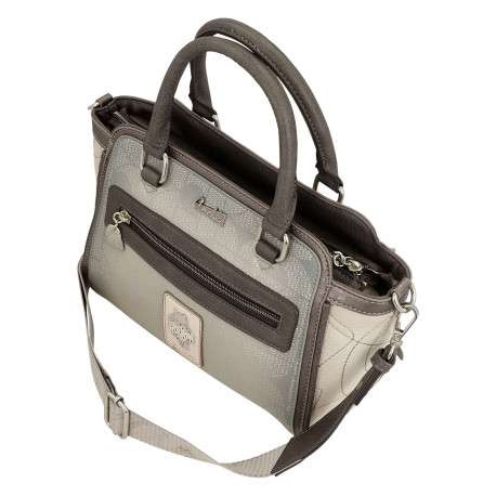Sac porté main écru imprimé avec des anses et une bandoulière amovible - Image 6