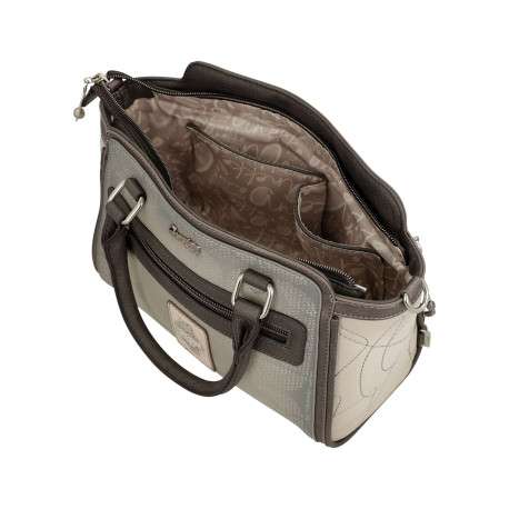 Sac porté main écru imprimé avec des anses et une bandoulière amovible - Image 8