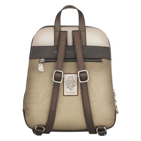 Sac à dos écru imprimé avec une fermeture zippée et un imprimé de la marque - Image 3