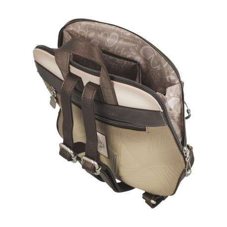 Sac à dos écru imprimé avec une fermeture zippée et un imprimé de la marque - Image 7