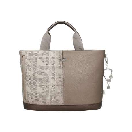 Sac porté main écru imprimé avec un imprimé de la marque sur le pourtour - Image 4
