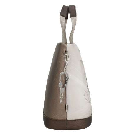 Sac porté main écru imprimé avec un imprimé de la marque sur le pourtour - Image 5
