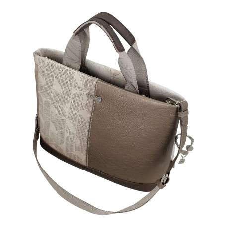 Sac porté main écru imprimé avec un imprimé de la marque sur le pourtour - Image 6