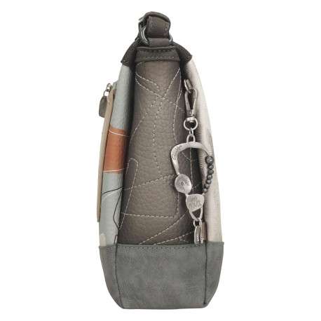 Sac à bandoulière écru imprimé avec un logo de la marque métallique à l'avant - Image 5