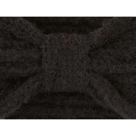 Bandeau épais et doux noir uni et à nœud papillon sur le devant - Image 2