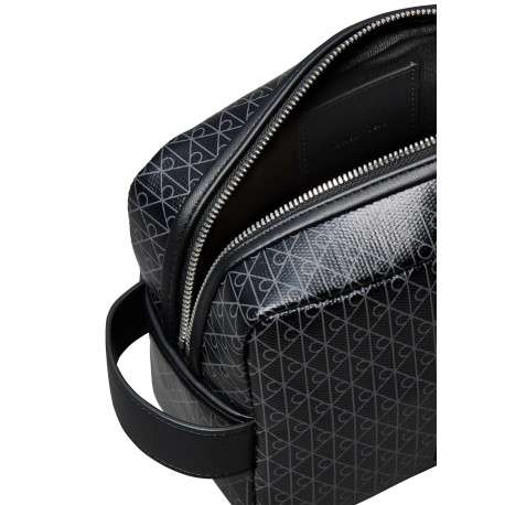 Trousse noire à motifs monogrammes de la marque et poche zippée - Image 3