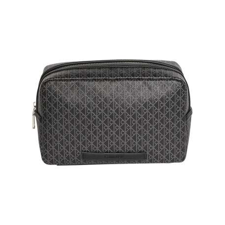 Trousse noire à motifs monogrammes de la marque et poche zippée - Image 4