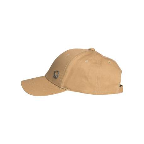 Casquette en coton beige unie avec une boucle métallique ajustable - Image 3