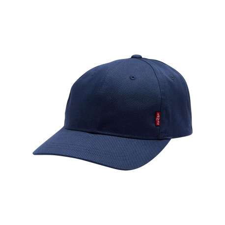 Casquette en coton marine pourvue d'oeillets d'aération et du nom de la marque