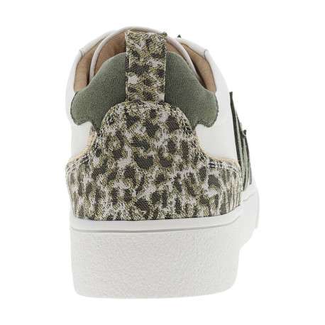 Baskets basses simili cuir uni à détails kaki et lacets plats blancs - Image 4