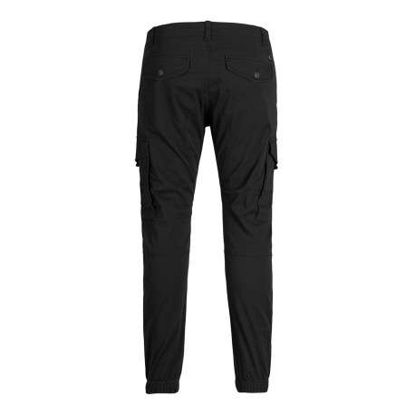 Pantalon Cargo noir uni à coupe ample et une fermeture zippée boutonnée - Image 2