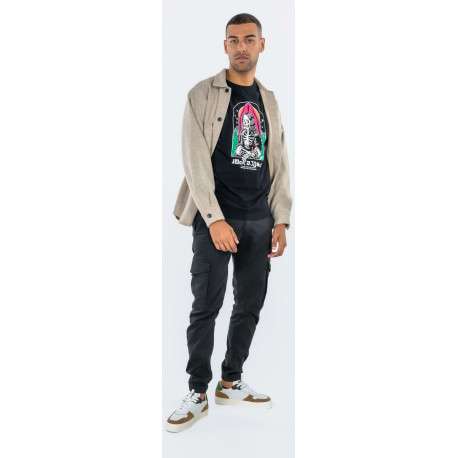 Pantalon Cargo noir uni à coupe ample et une fermeture zippée boutonnée - Image 3
