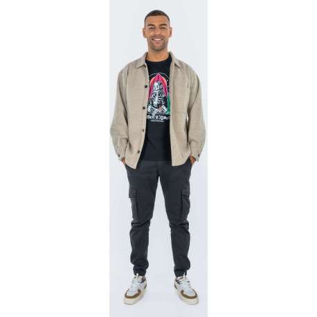 Pantalon Cargo noir uni à coupe ample et une fermeture zippée boutonnée - Image 5