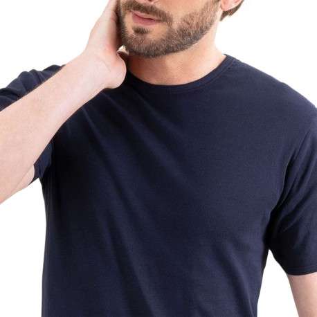 Tee-shirt moulant Héritage en pur coton bleu marine à col rond - Image 4