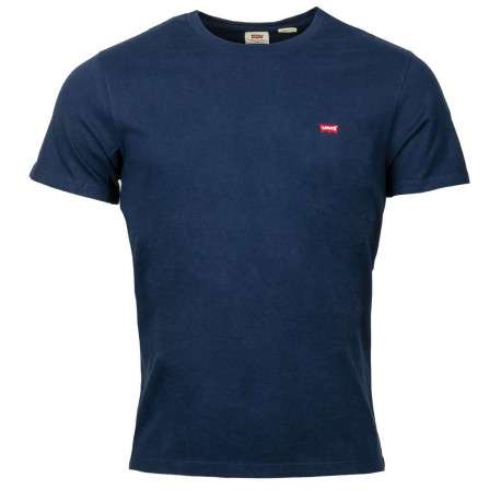 T-shirt bleu uni avec une coupe droite un col rond et des manches courtes - Image 2
