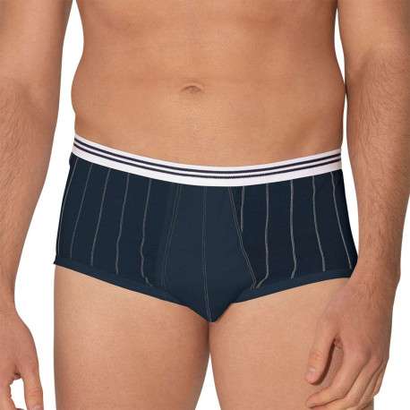 Slip en coton marine rayé avec une coupe ouvert