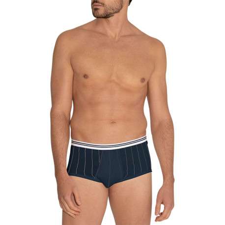Slip en coton marine rayé avec une coupe ouvert - Image 2