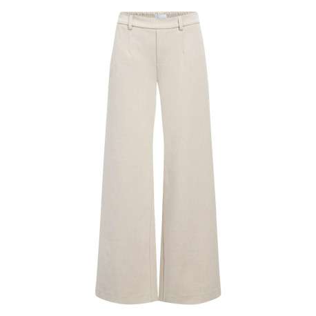 Pantalon chino beige uni pourvu d'une coupe bootcut et d'une taille haute