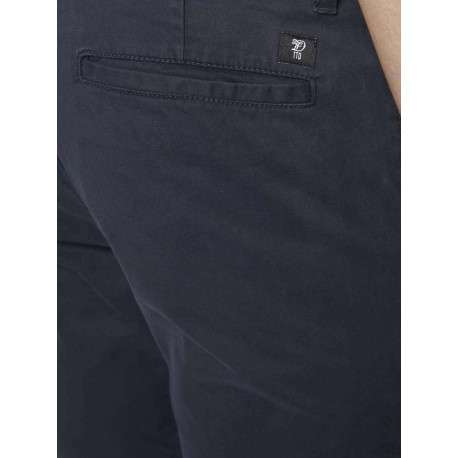 Pantalon Chino en coton marine uni avec une coupe slim et des poches latérales - Image 12
