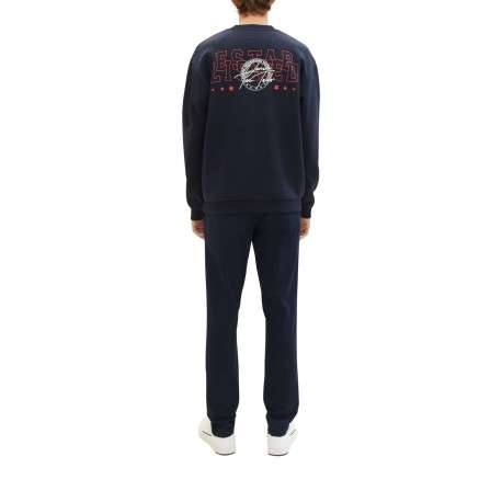 Pantalon Chino en coton marine uni avec une coupe slim et des poches latérales - Image 4