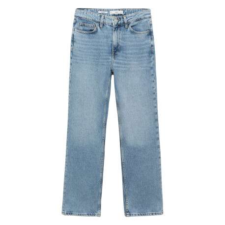 Jean en coton bleu stone légèrement délavé à coupe regular fit