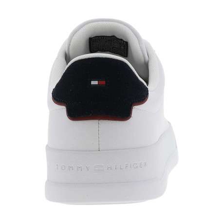 Tennis en cuir blanches avec semelle à talon plat et contrefort contrasté - Image 2