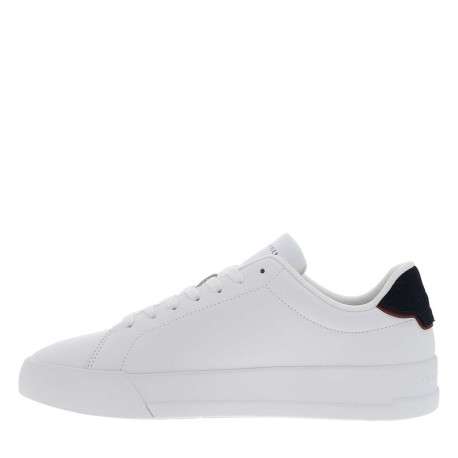 Tennis en cuir blanches avec semelle à talon plat et contrefort contrasté - Image 4