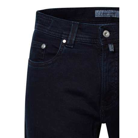 Jean en coton nuit uni avec une coupe ajustée et un patch à la taille - Image 3