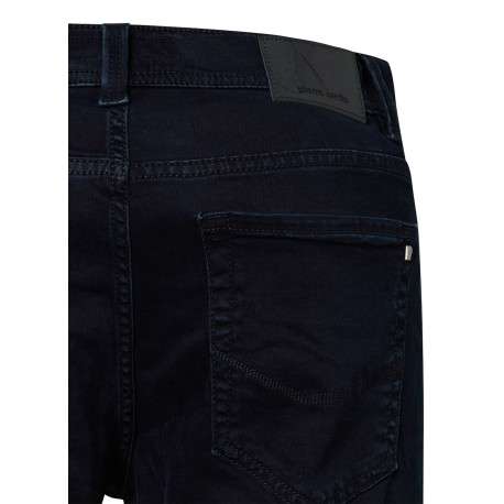 Jean en coton nuit uni avec une coupe ajustée et un patch à la taille - Image 4