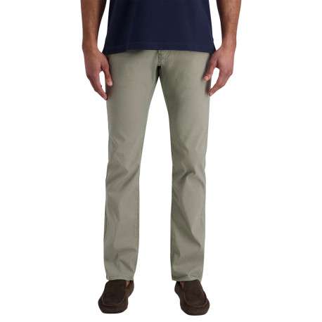 Pantalon en coton kaki uni avec une coupe ajustée et des poches à l'italienne - Image 2